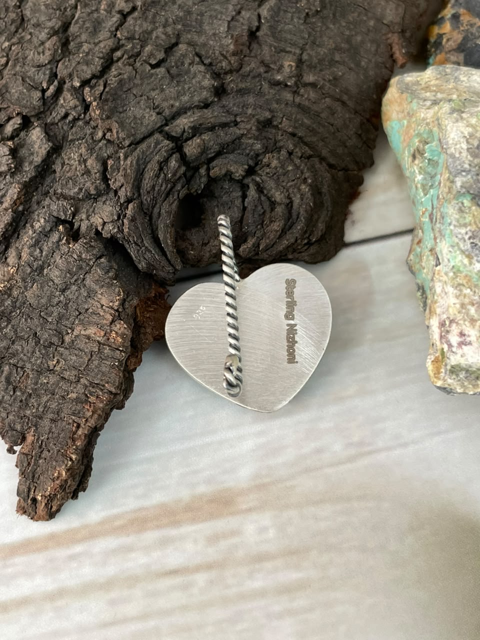 Handmade Sterling Silver Crimson Cowgirl Turquoise Collection: Heart Hat Pin Signed Nizhoni