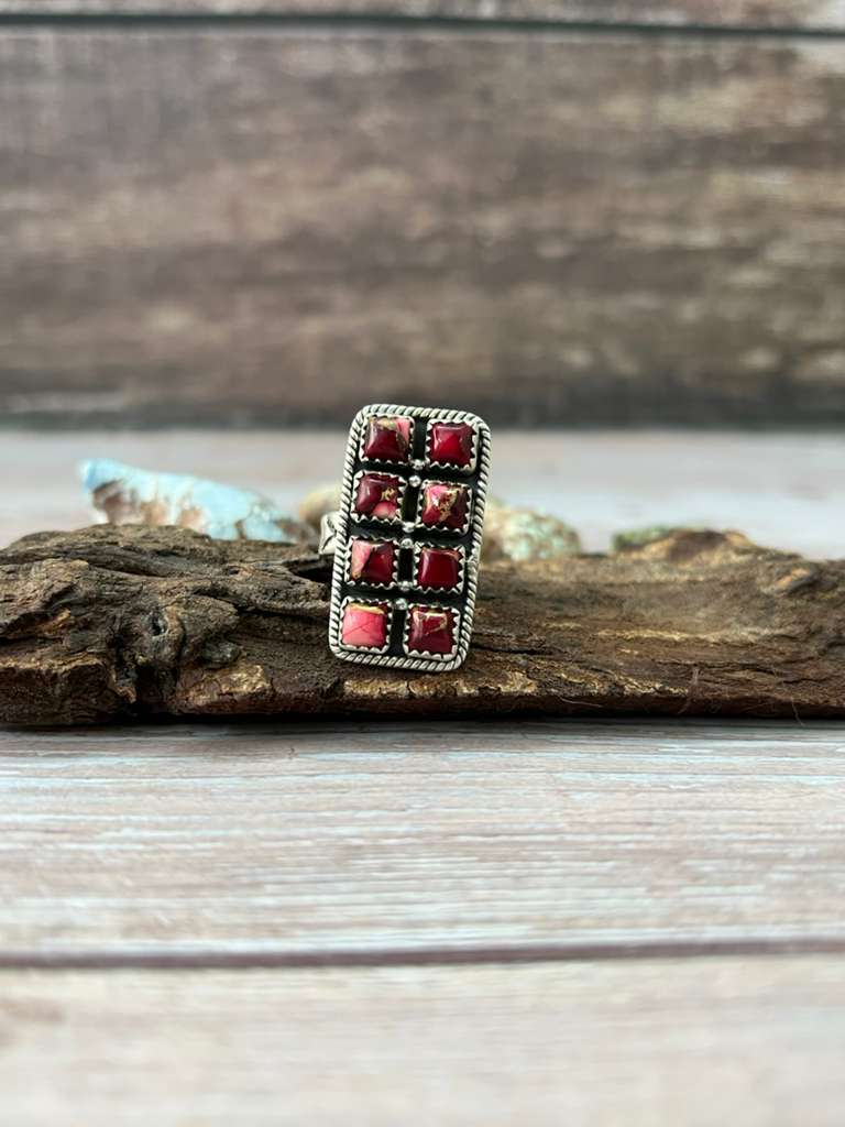 Handmade Sterling Silver Dahlia Rose Adjustable Ring with Signed Nizhoni