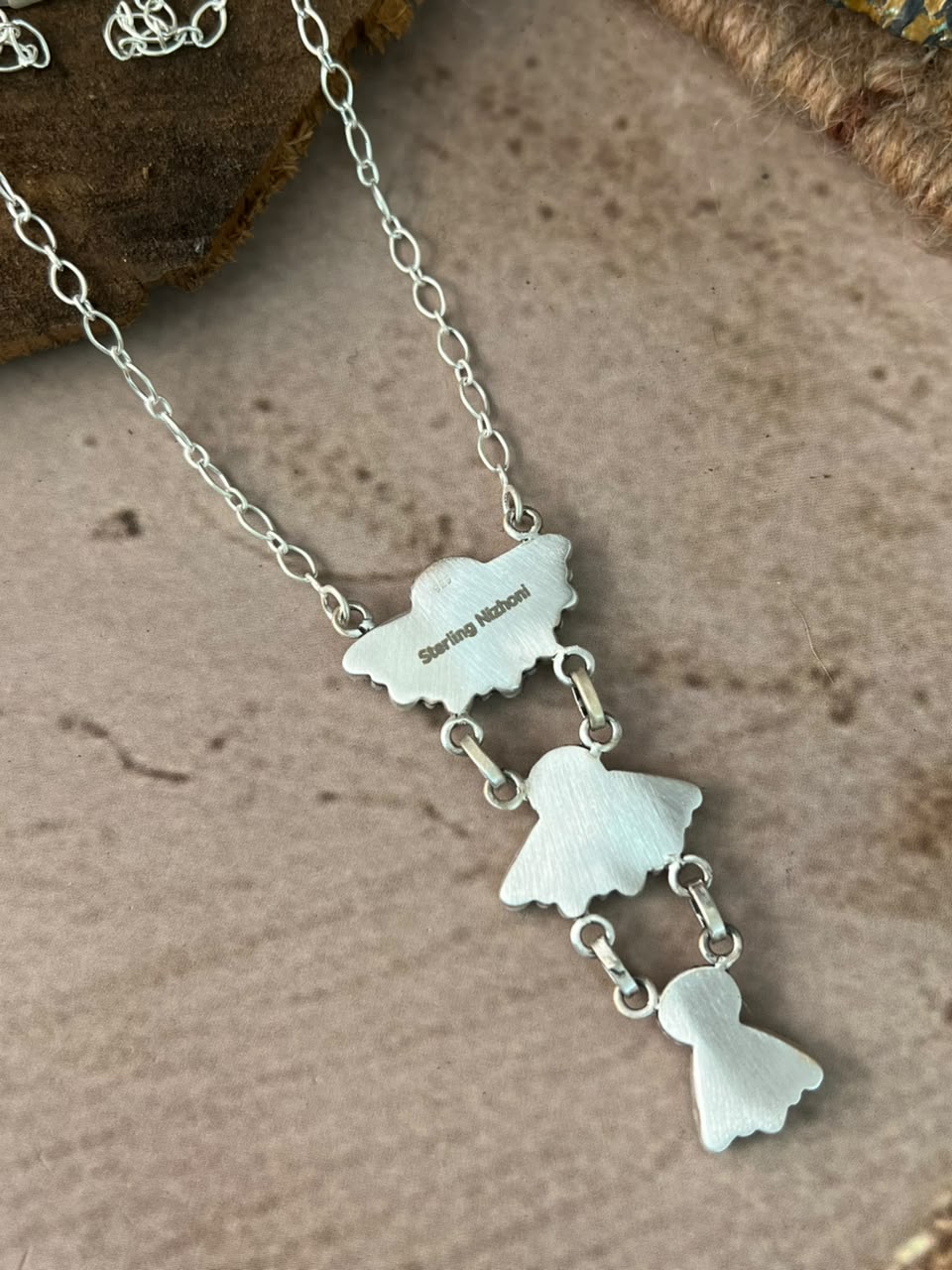 Handmade Sterling Silver Kingman Turquoise Necklace Signed Nizhoni