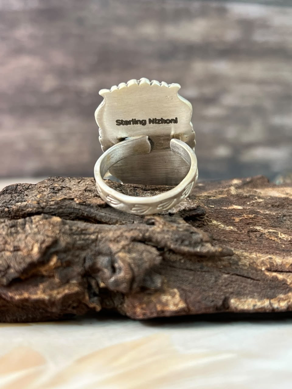 Handmade Sterling Silver Kingman Turquoise Adjustable Ring Signed Nizhoni