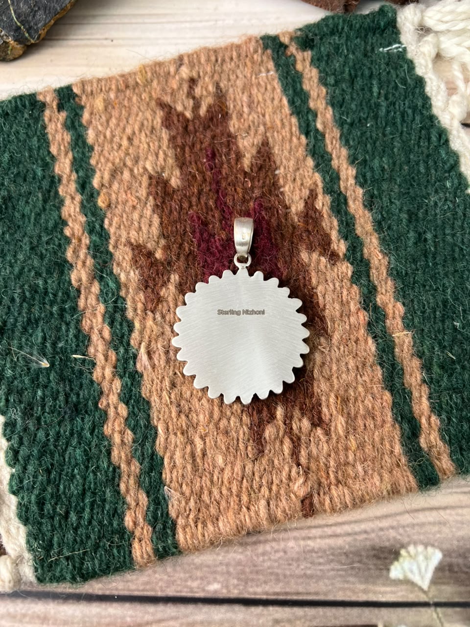 Handmade Sterling Silver Kingman Turquoise Pendant Signed Nizhoni