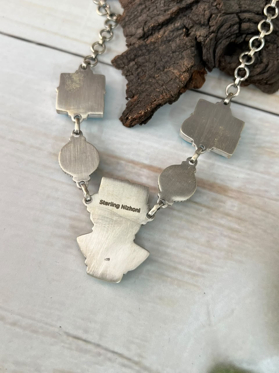 Handmade Sterling Silver Hardy Pit Necklace Signed Nizhoni
