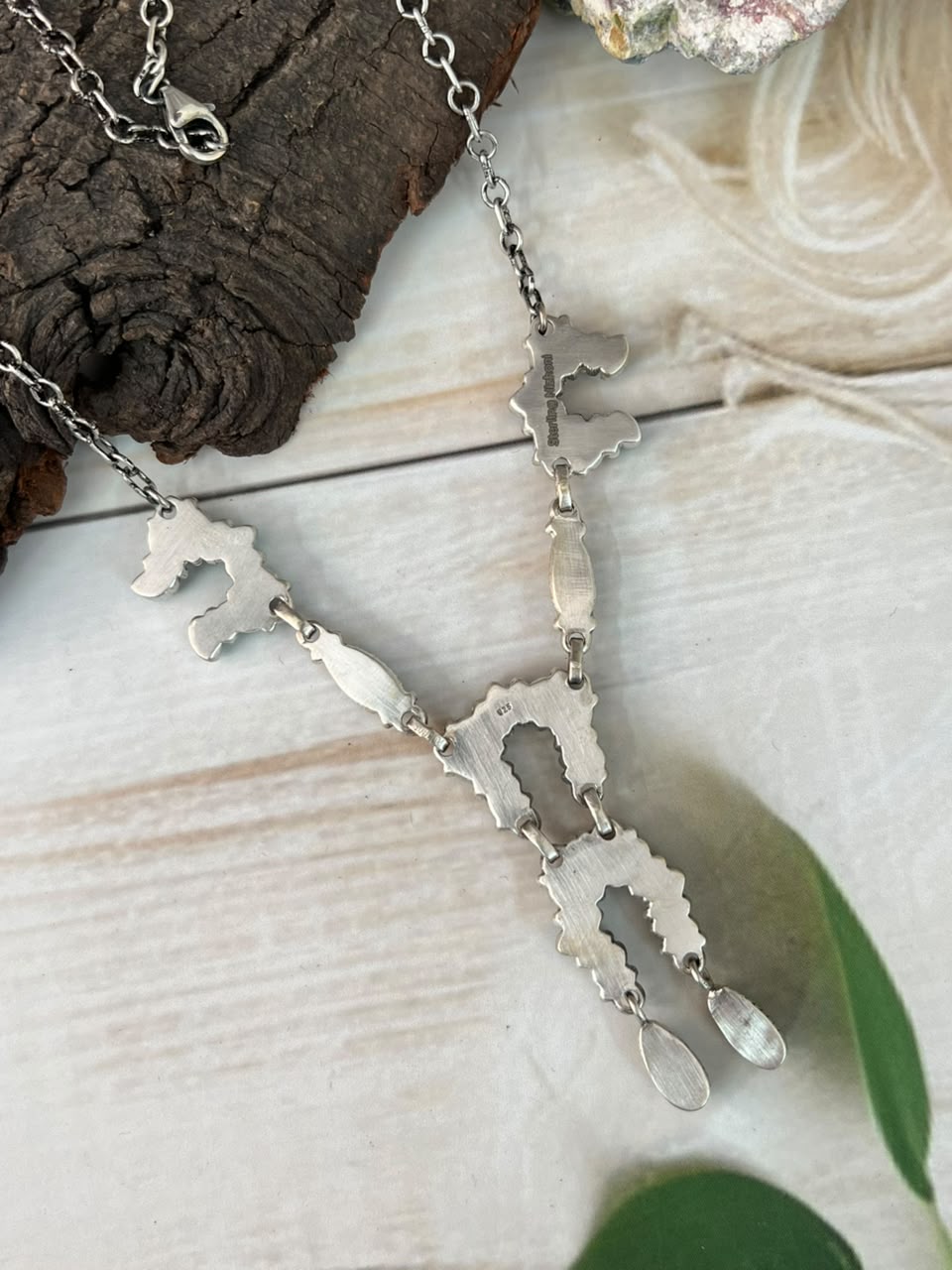 Handmade Sterling Silver Kingman Turquoise Necklace Signed Nizhoni
