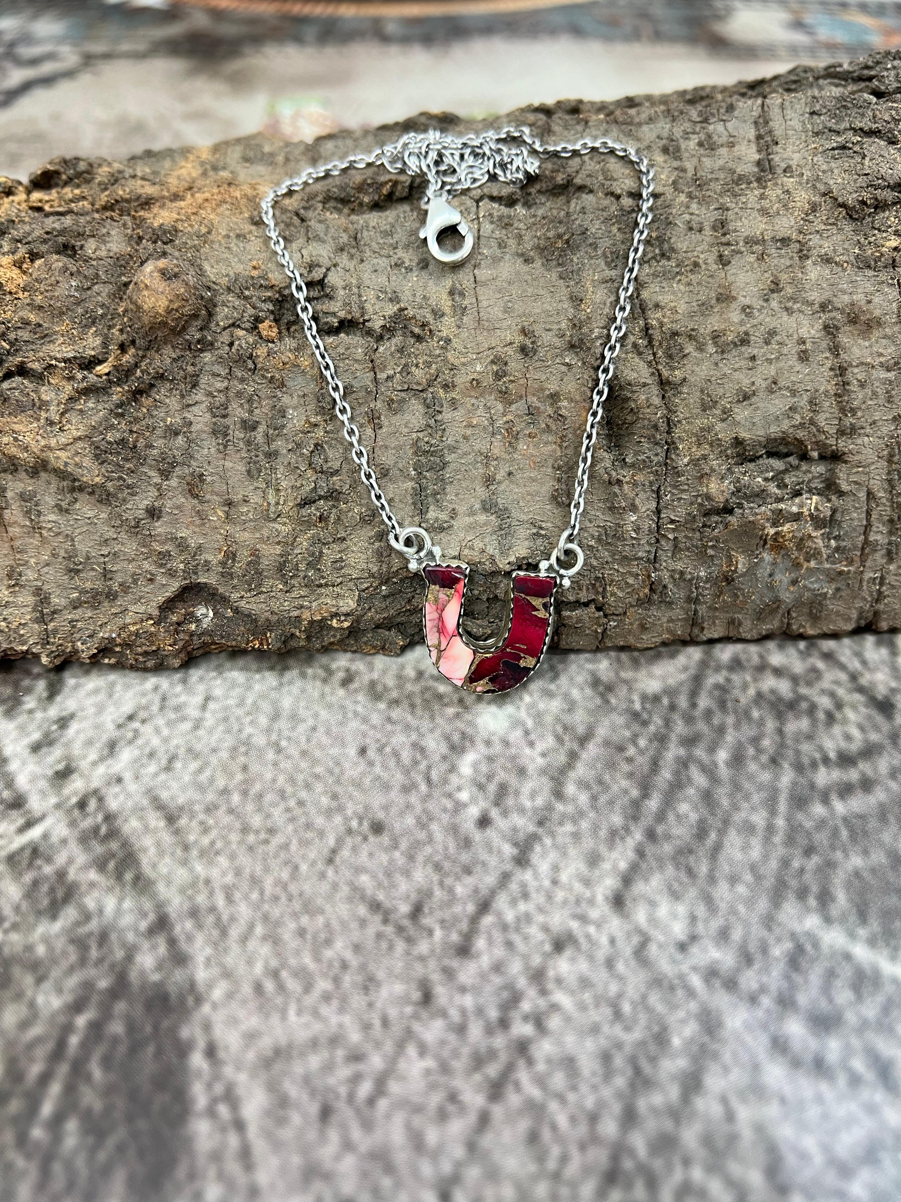 Handmade Sterling Silver Dahlia Rose Necklace with Signed Nizhoni