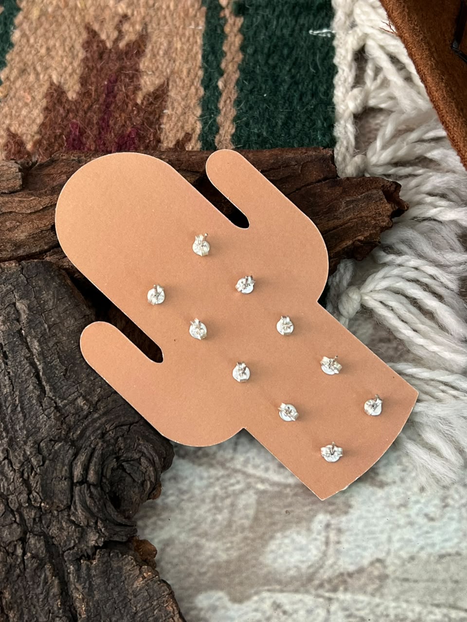 Handmade Sterling Silver Kingman Turquoise with White Buffalo Post Studs Cards