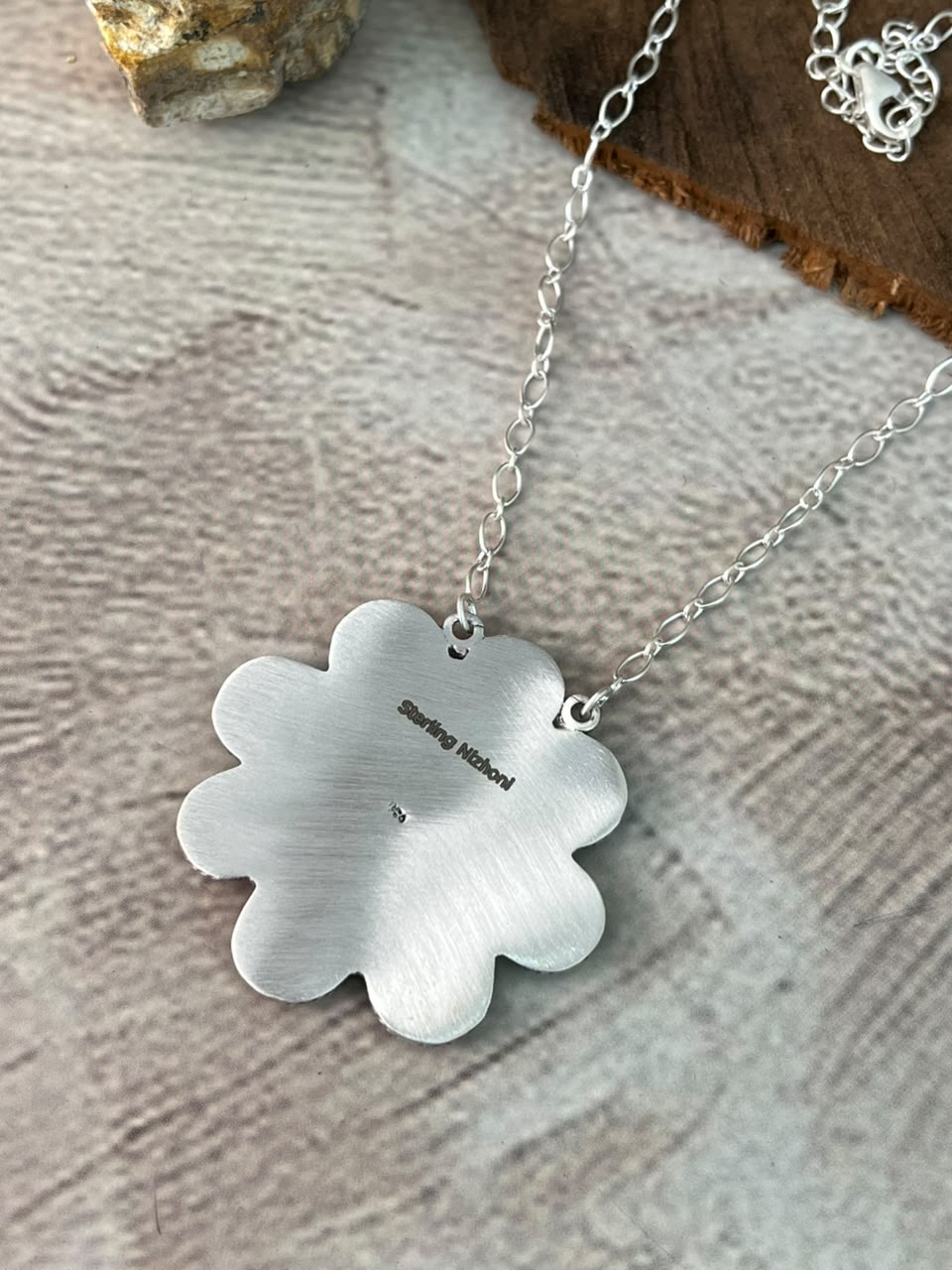 Handmade Sterling Silver Cotton Candy Necklace Signed Nizhoni