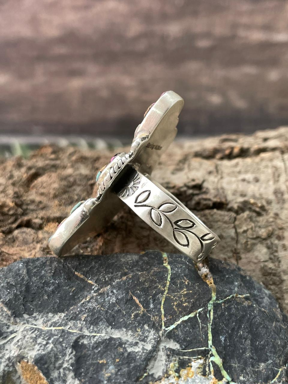 Handmade Sterling Silver Cotton Candy Adjustable Ring "Signed Nizhoni"