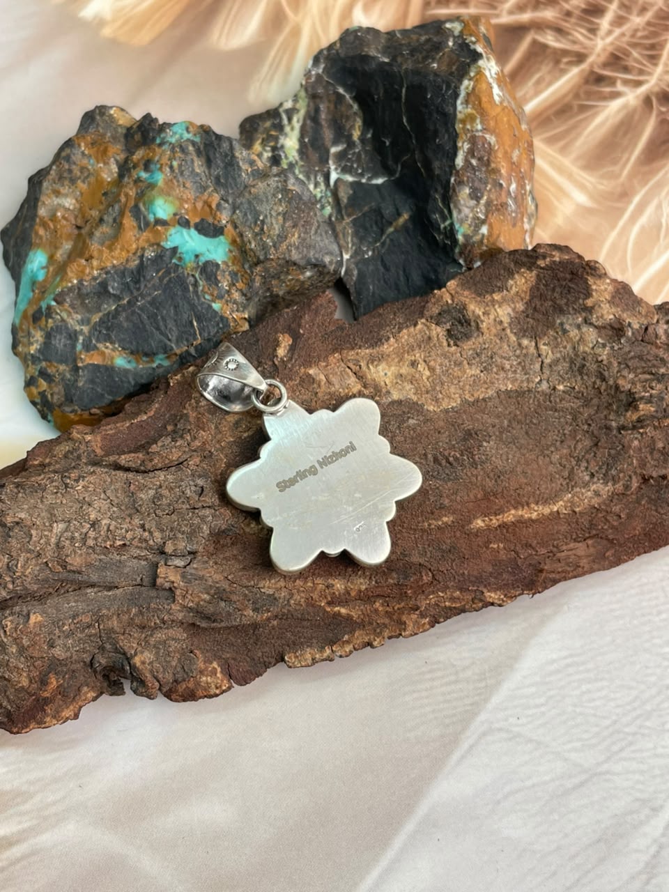 Handmade Sterling Silver Christmas Dahlia Collection: Pendant Signed Nizhoni