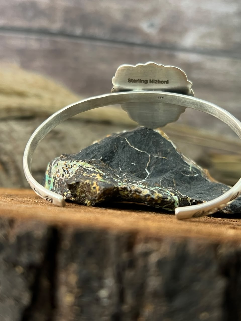 Handmade Sterling Silver Egyptian Turquoise Collection: Heart Cuff Bracelet Signed Nizhoni