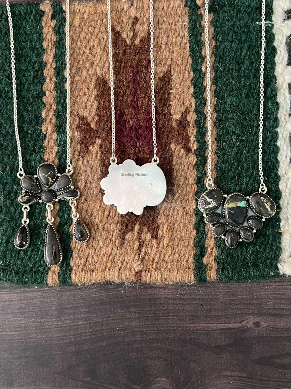 Handmade Sterling Silver Blackjack Turquoise Collection: Necklace Signed Nizhoni