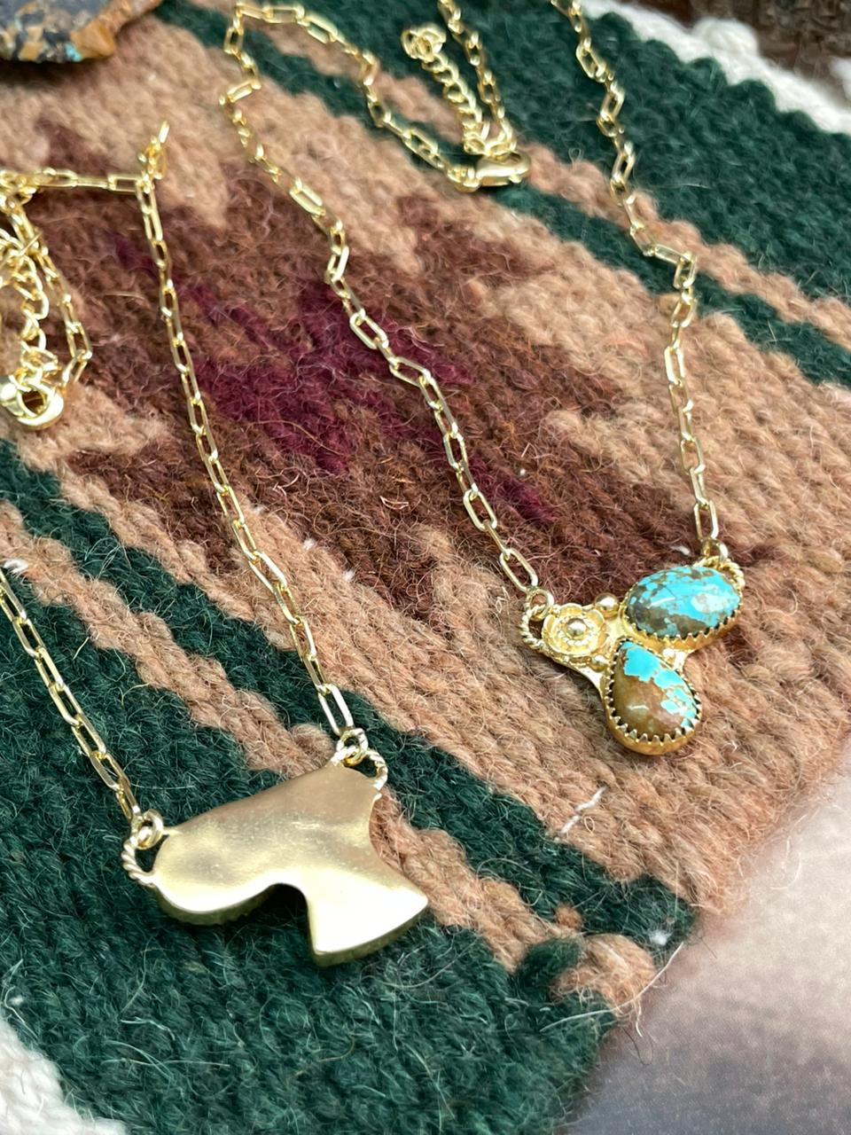 “The Golden Collection” Handmade Number 8 Turquoise with Gold Necklace