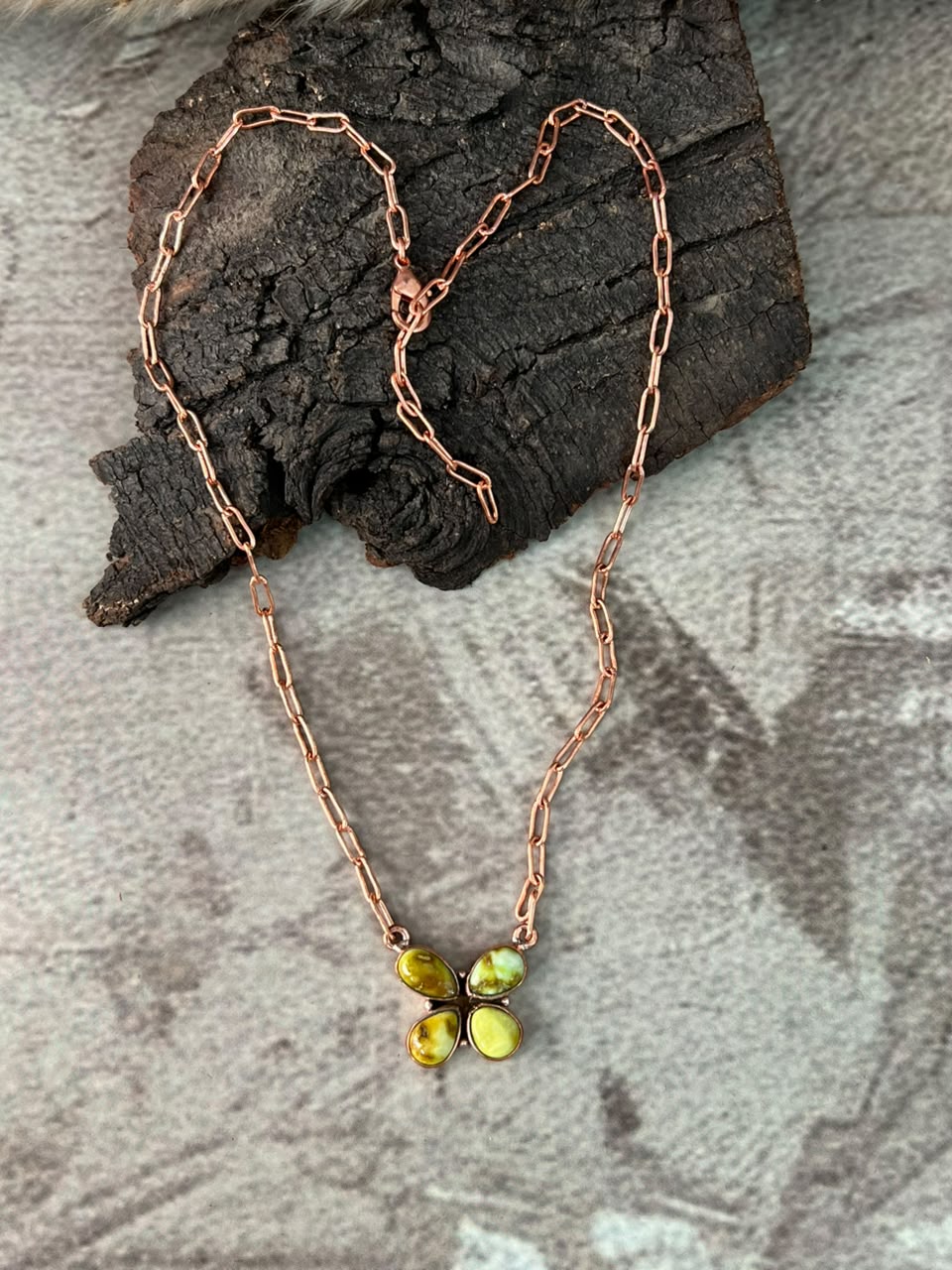 Handmade Palomino Turquoise Copper Collection: Necklace Signed Nizhoni