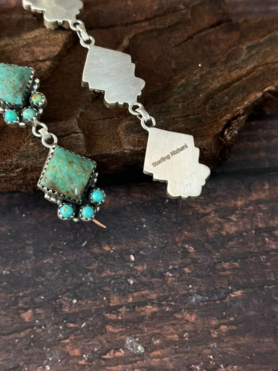 Handmade Sterling Silver Royston Turquoise Post Dangle Earrings Signed Nizhoni