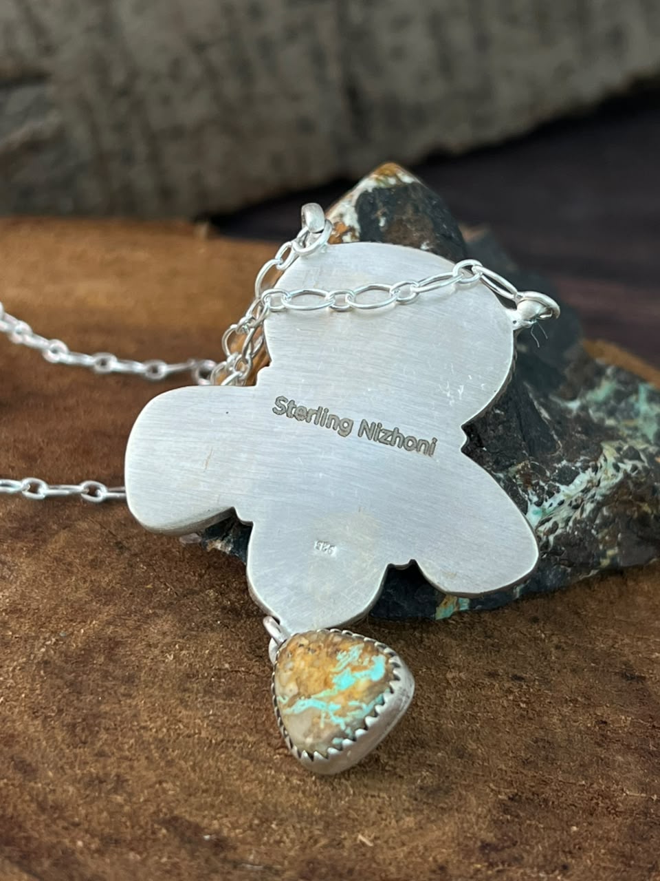Handmade Sterling Silver Royston Turquoise Necklace Signed Nizhoni