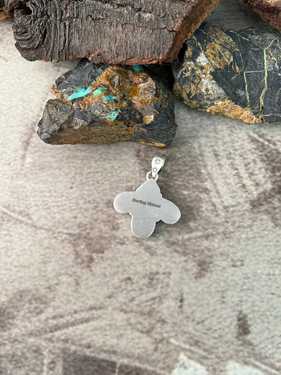 Handmade Sterling Silver Paloma with Kingman Turquoise Pendant Signed Nizhoni