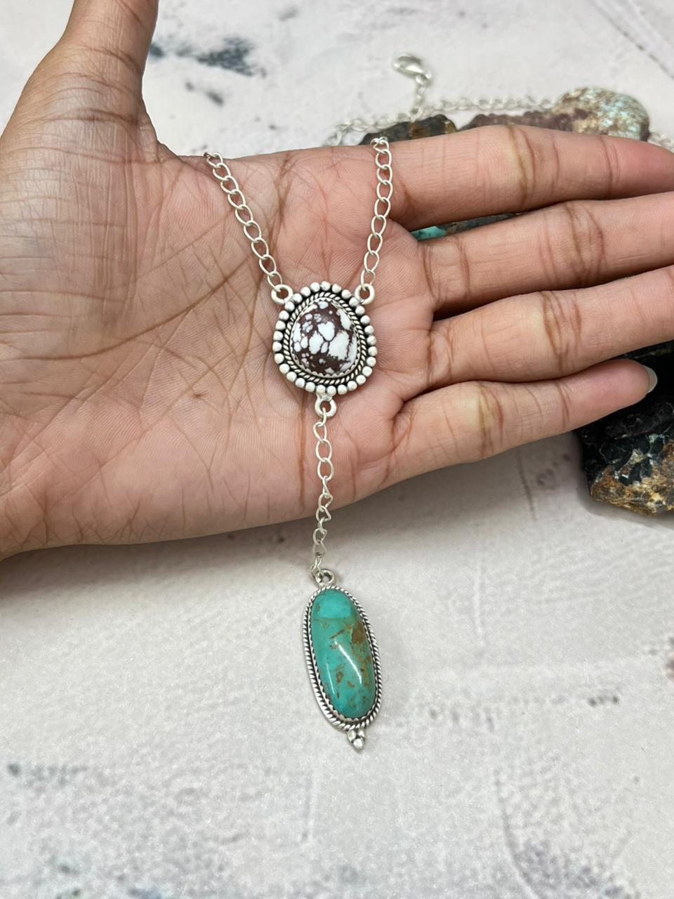 Handmade Sterling Silver Multistone Necklace "Signed Nizhoni"