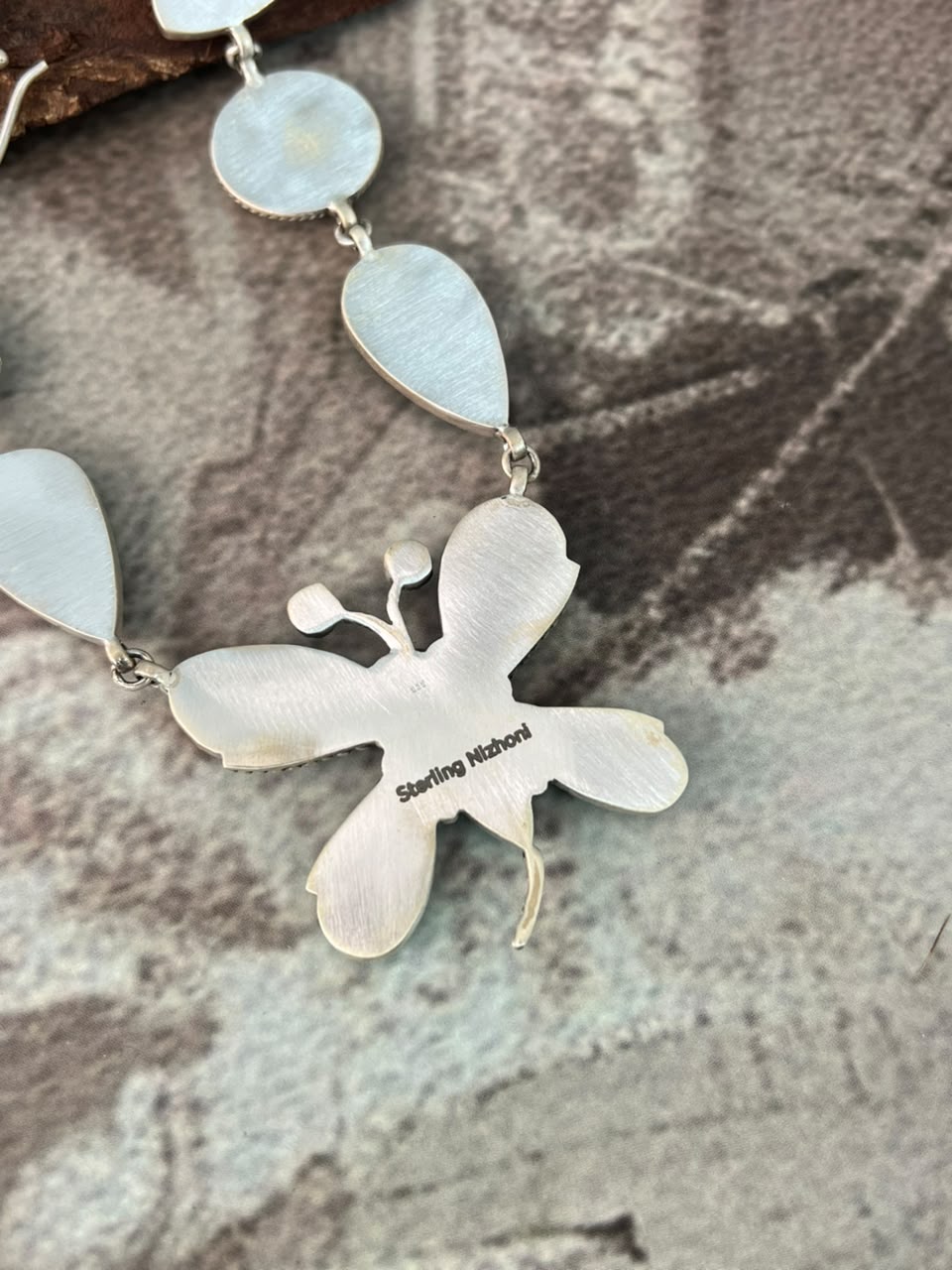 Handmade Sterling Silver Egyptian Turquoise Butterfly Necklace Signed Nizhoni