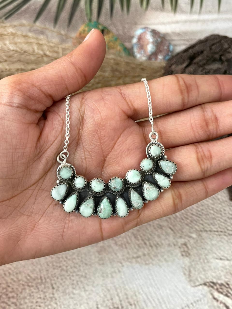 Handmade Sterling Silver Paloma Turquoise Necklace "Signed Nizhoni"