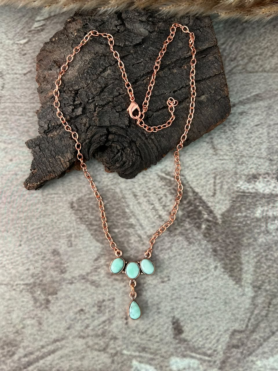 Handmade Paloma Turquoise Copper Collection: Necklace Signed Nizhoni