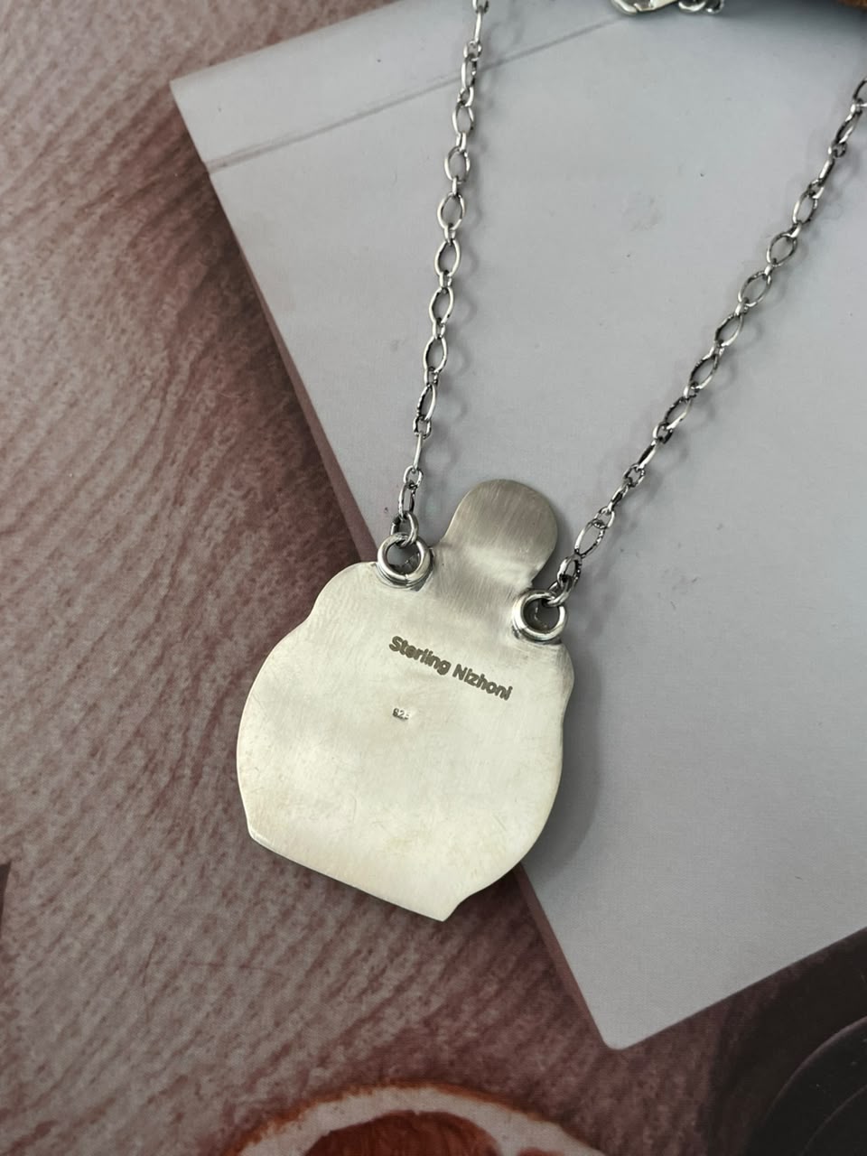 Handmade Sterling Silver Kingman Turquoise Halloween Collection: Necklace Signed Nizhoni