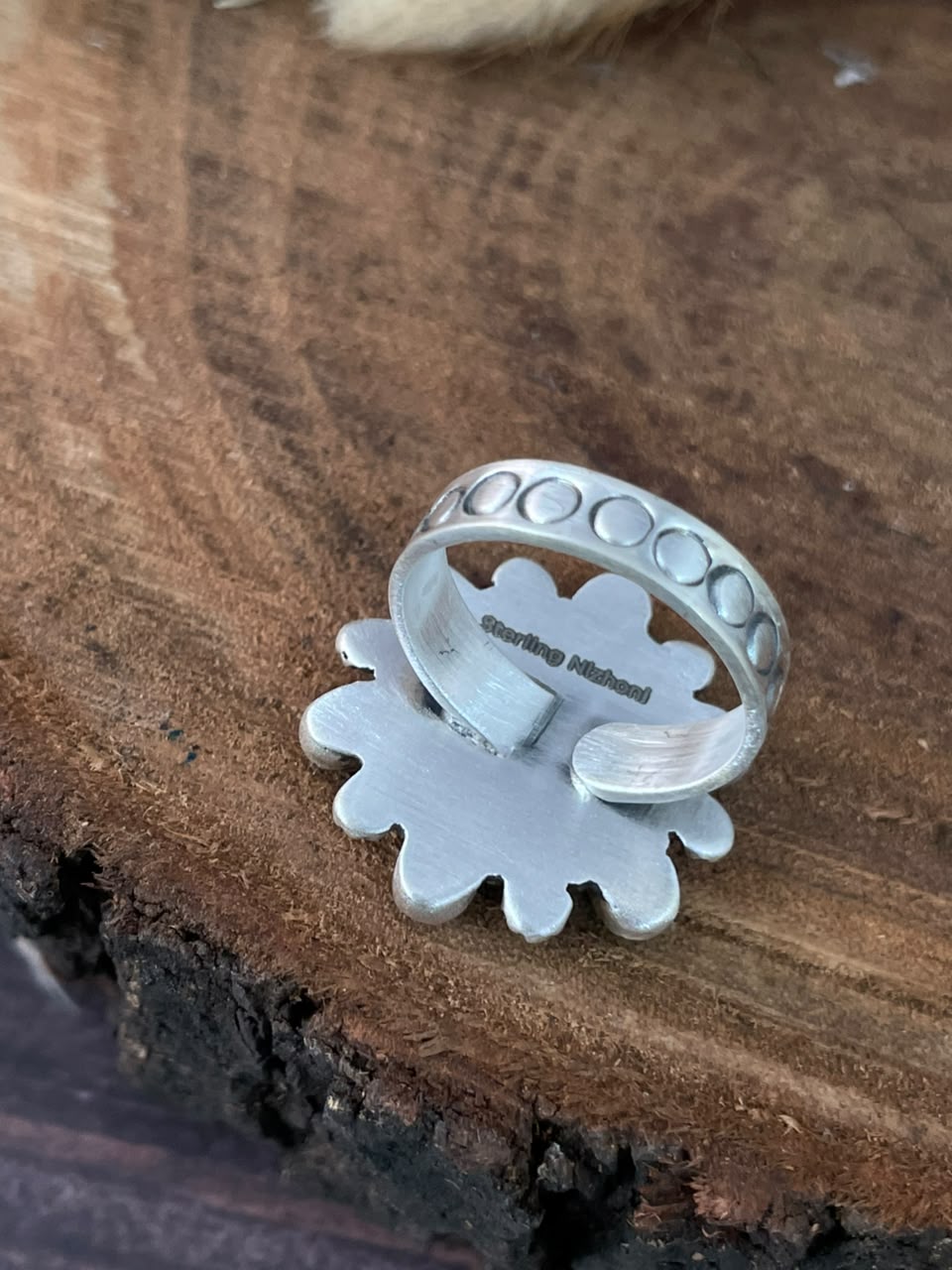 Handmade Sterling Silver Cotton Candy Adjustable Ring Signed Nizhoni