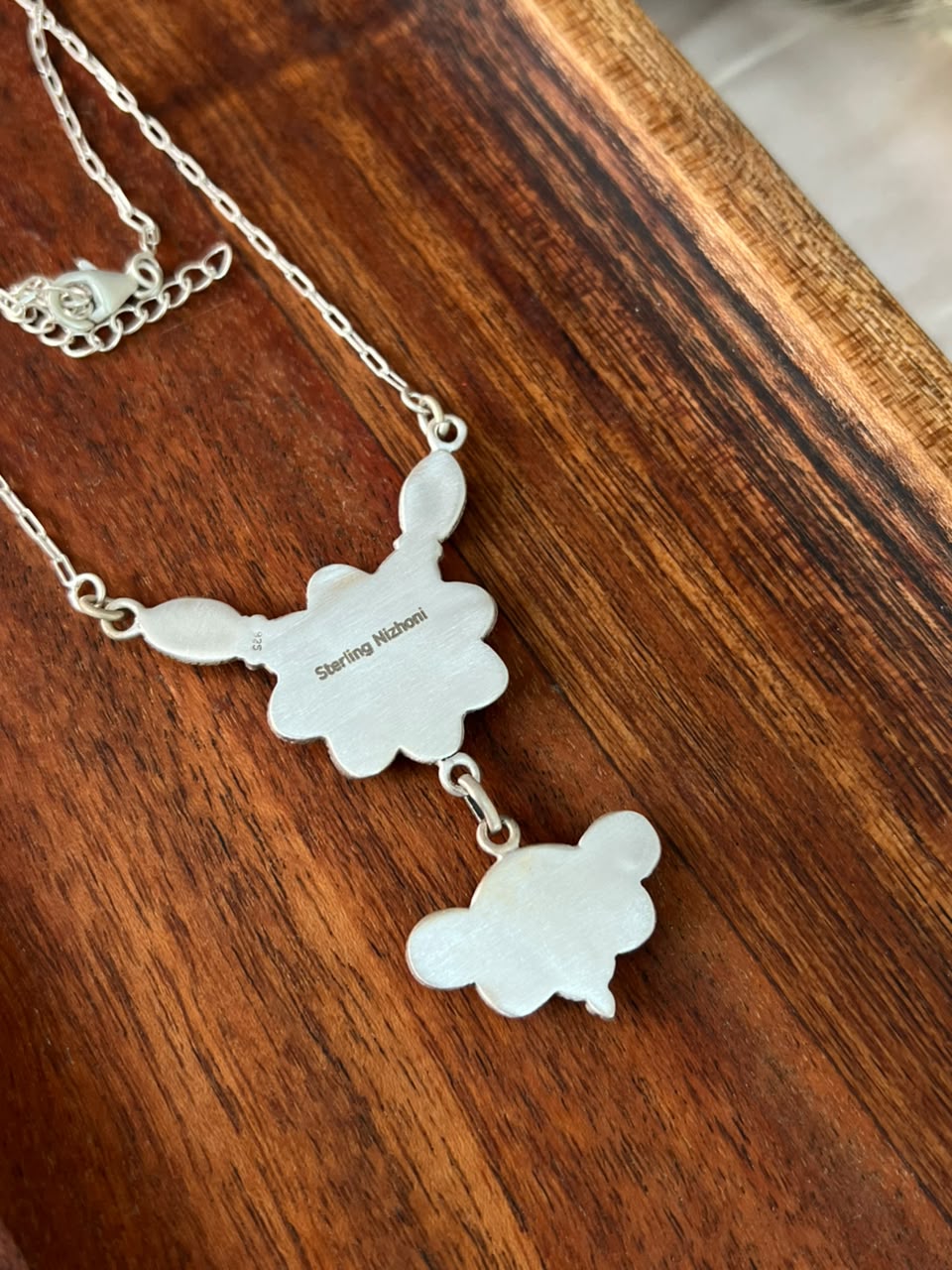Handmade Sterling Silver Cotton Candy Necklace Signed Nizhoni