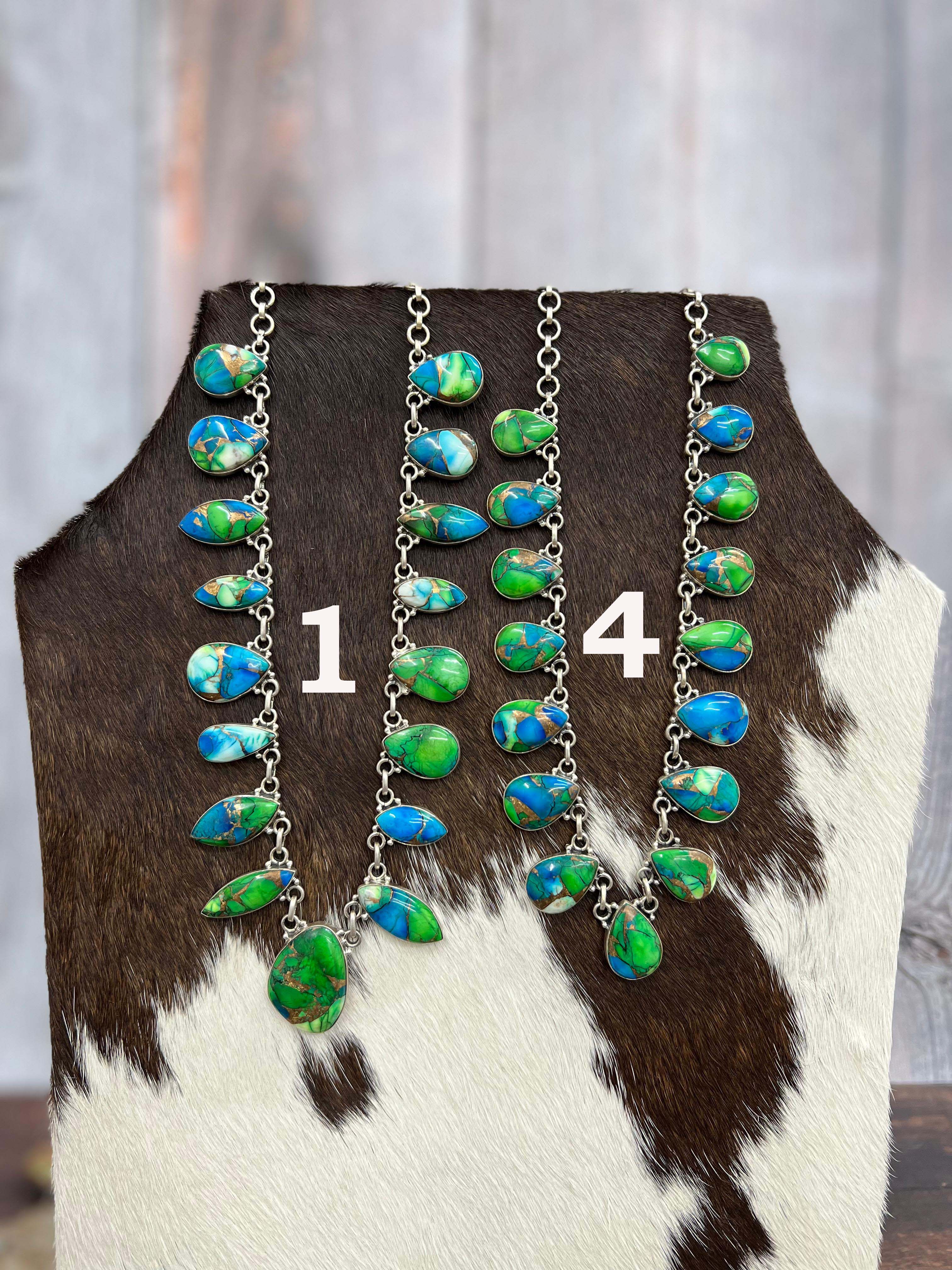 Handmade Sterling Silver Peacock Dahlia Necklace with Signed Nizhoni