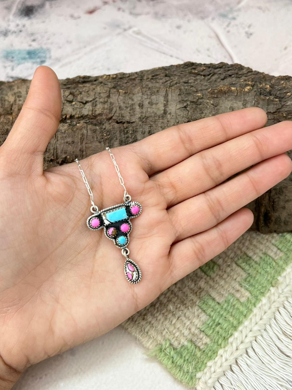 Handmade Sterling Silver Cotton Candy Necklace "Signed Nizhoni"