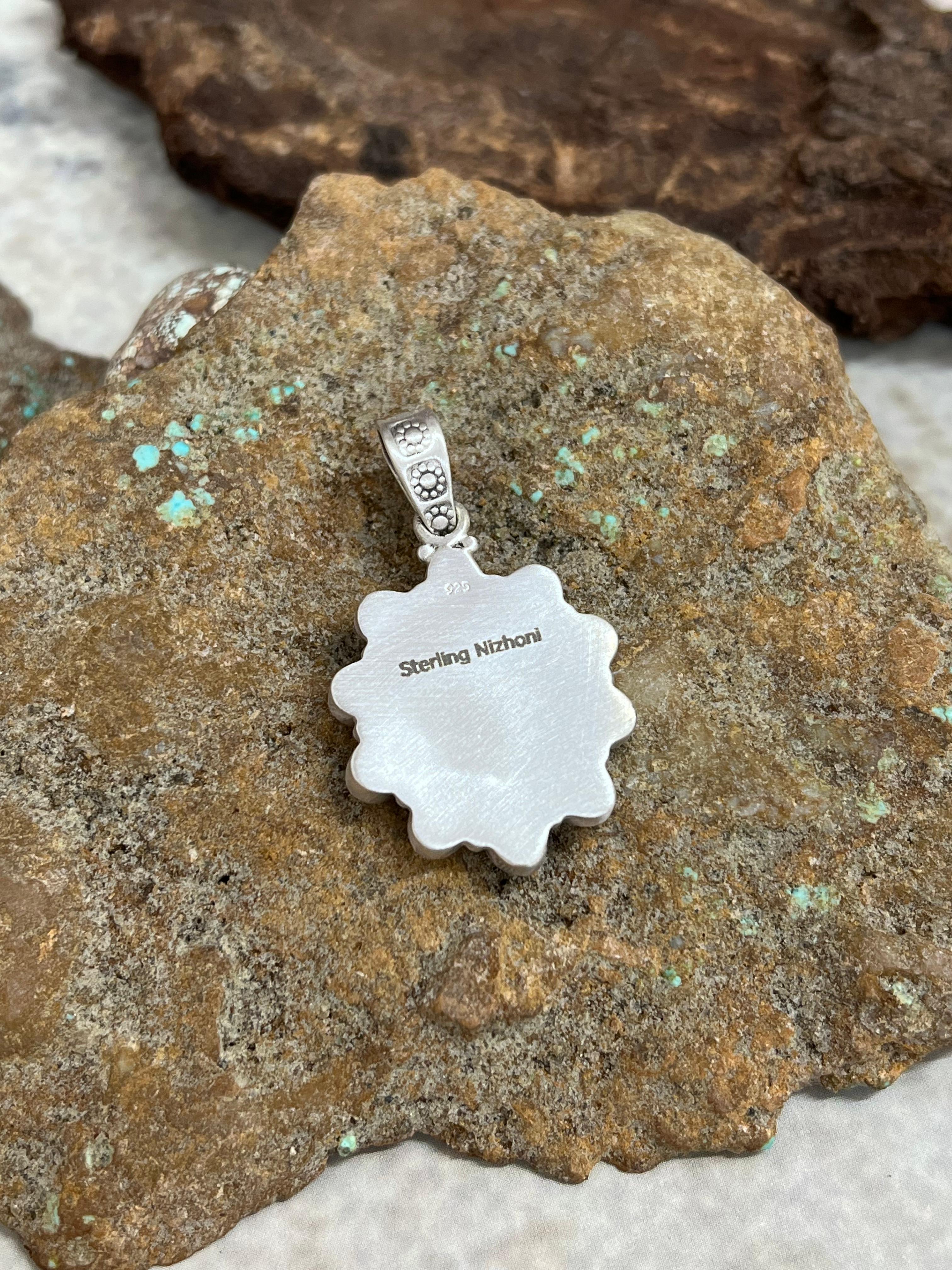 Handmade Sterling Silver Kingman with Wild Horse Pendant Signed Nizhoni