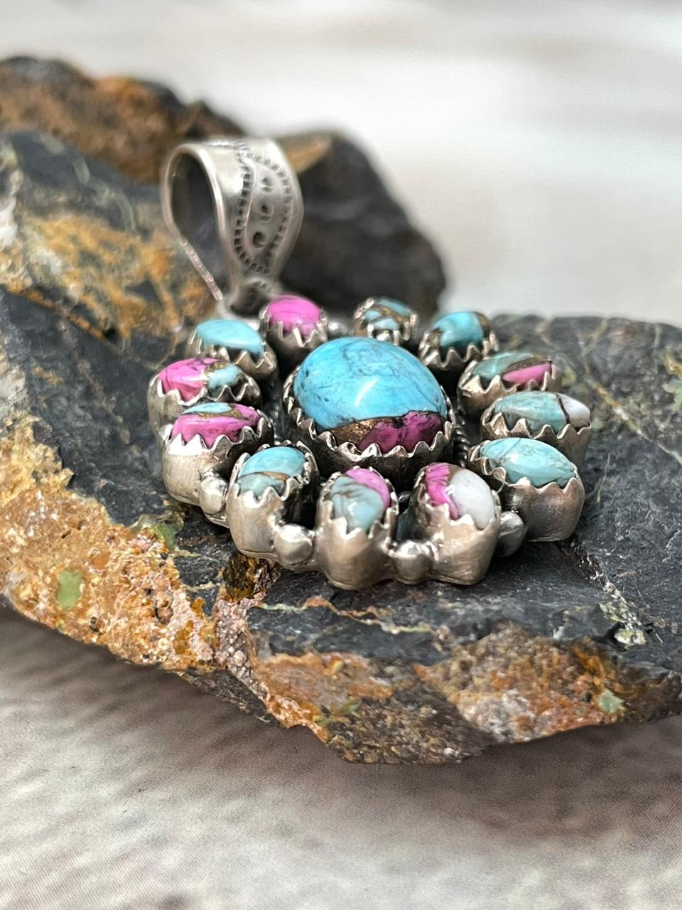 Handmade Sterling Silver Cotton Candy Pendant "Signed Nizhoni"