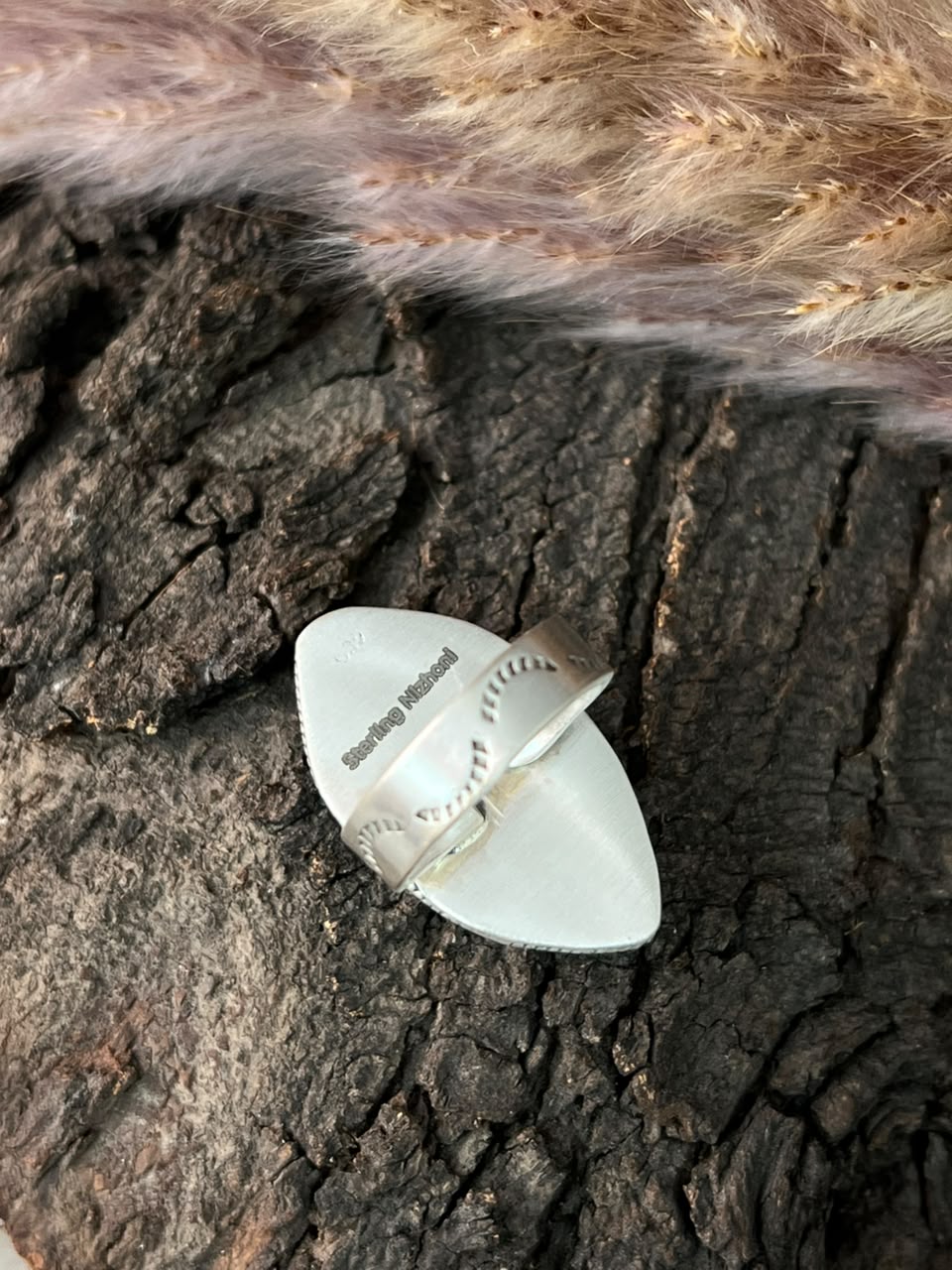 Handmade Sterling Silver Campitos Turquoise Collection: Heart Adjustable Ring Signed Nizhoni