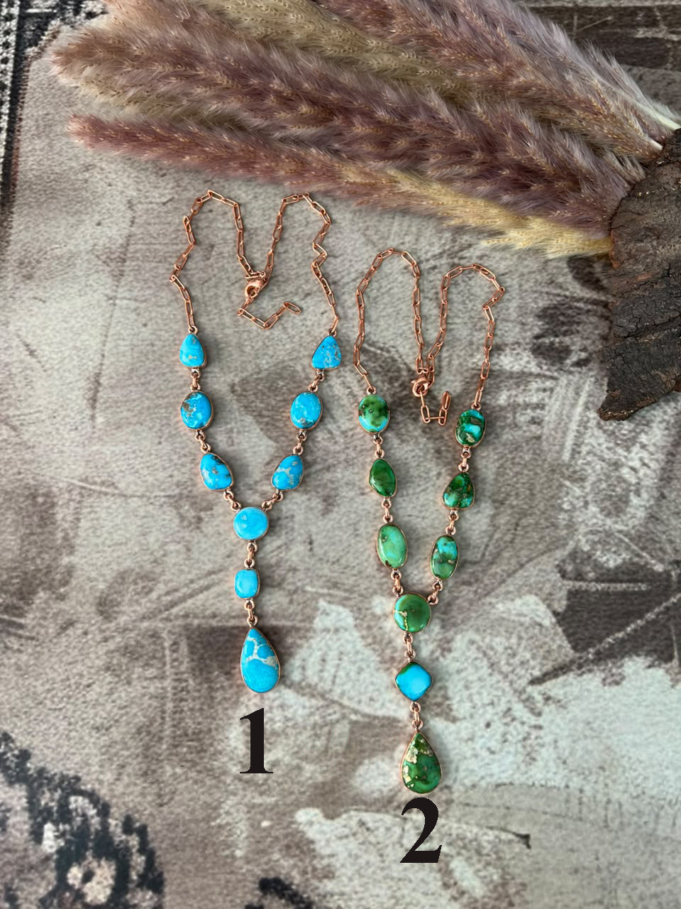Handmade Sonoran Mountain with Sierra Bella Turquoise Copper Collection: Necklace Signed Nizhoni