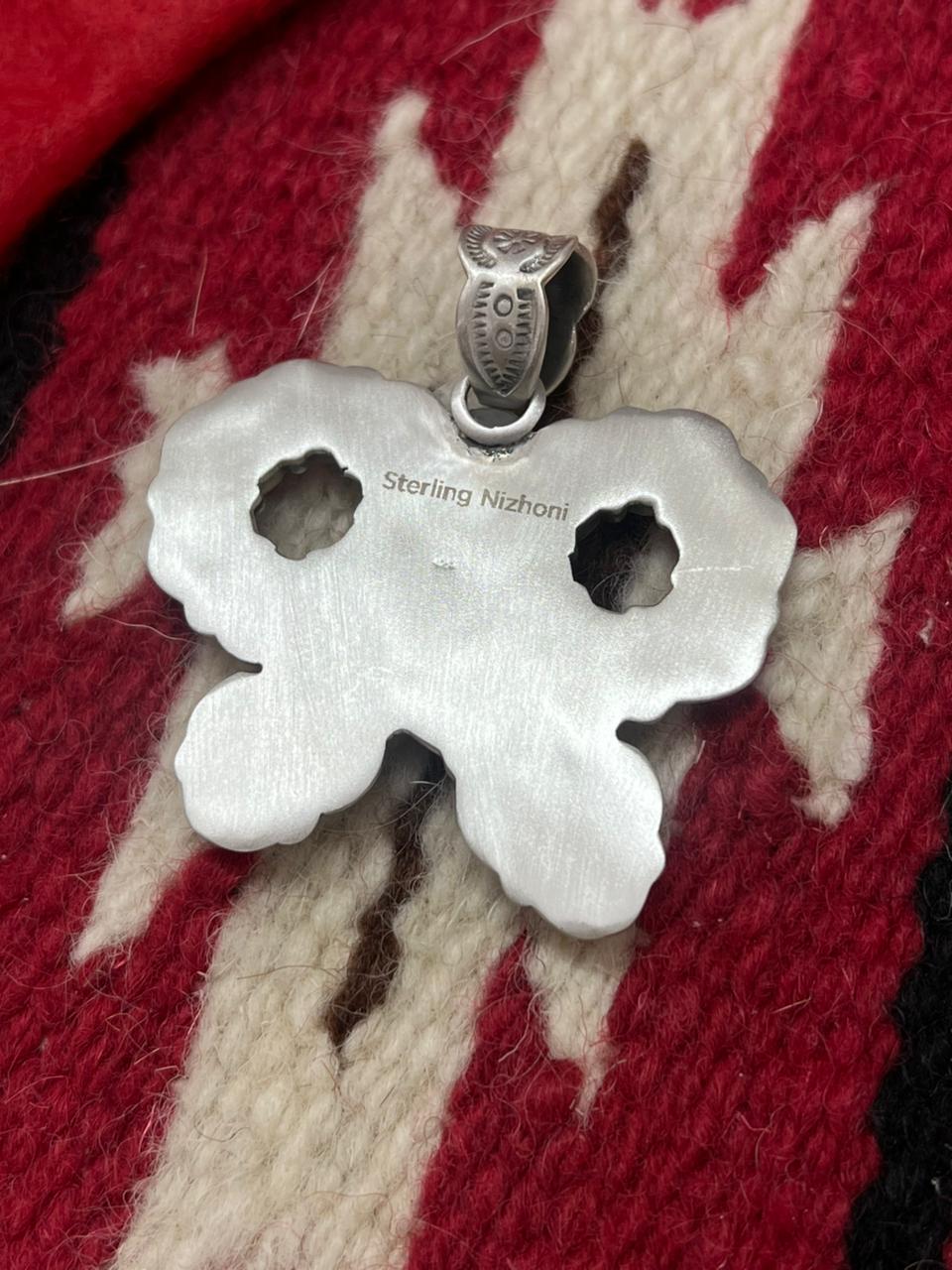 "Christmas Collection" Handmade Sterling Silver Hot Pink with Sonoran Mountain Turquoise Pendant "Signed Nizhoni"