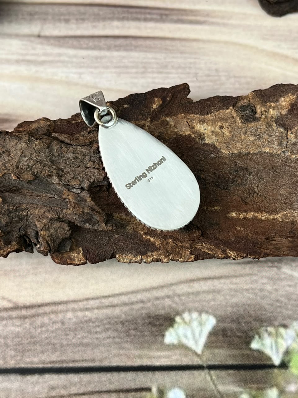 Handmade Sterling Silver Gem Silica Collection: Pendant Signed Nizhoni
