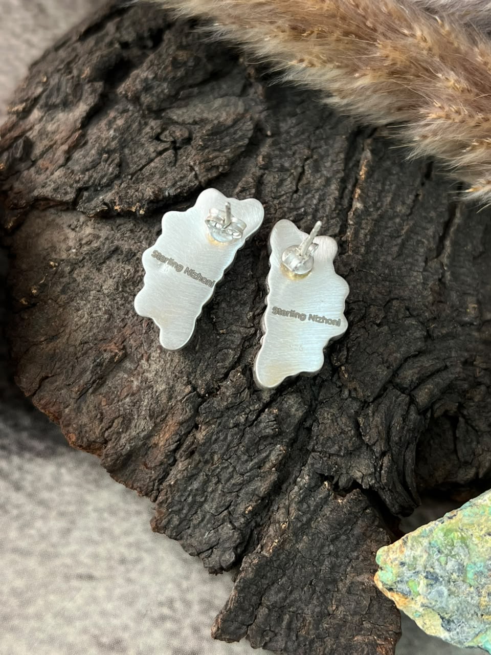 Handmade Sterling Silver Cotton Candy Post Studs Earrings Signed Nizhoni