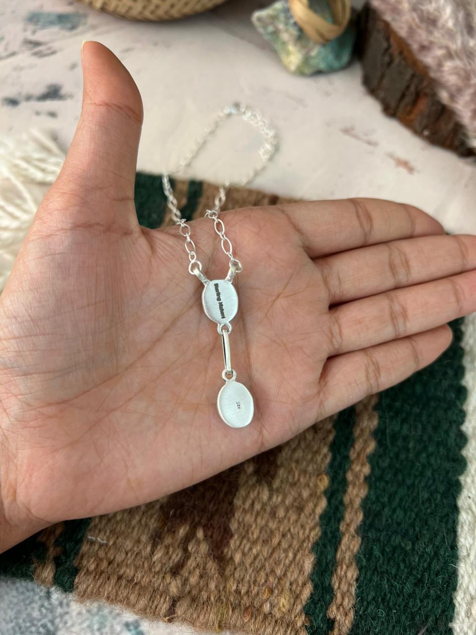 Handmade Sterling Silver Kingman Turquoise Necklace Signed Nizhoni