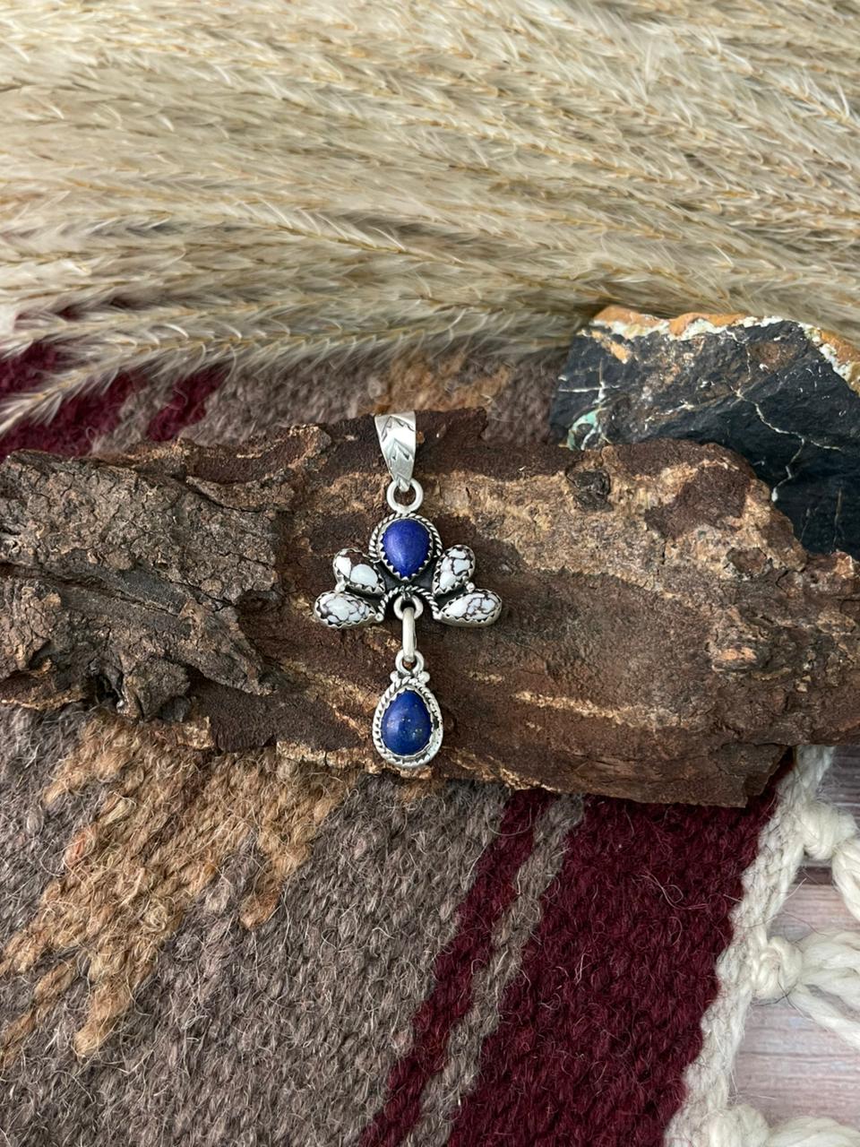 Handmade Sterling Silver Wild Horse with Lapis Pendant "Signed Nizhoni"
