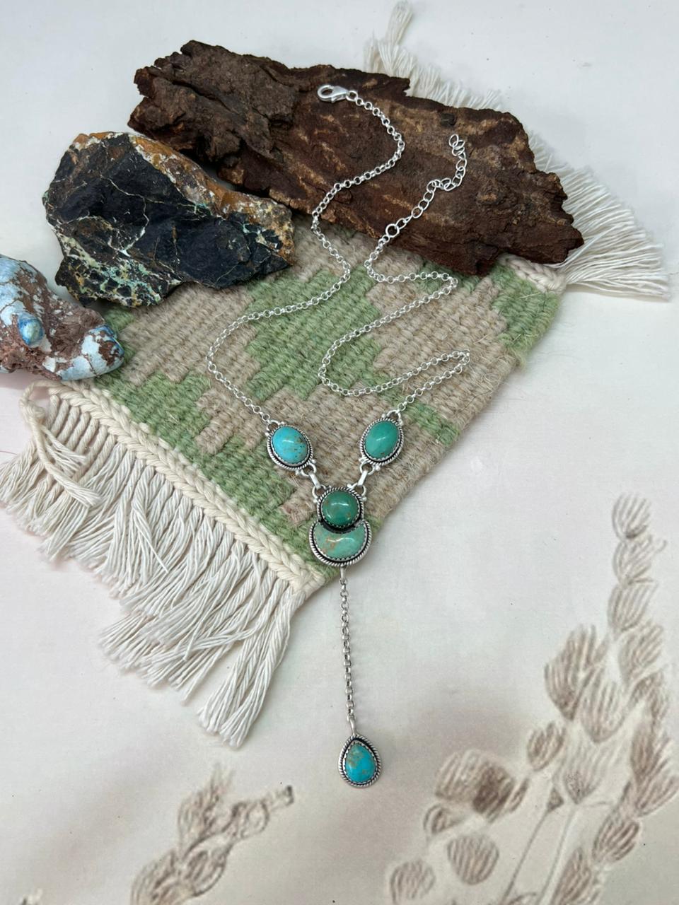 Handmade Sterling Silver Old Stock Royston Turquoise Necklace "Signed Nizhoni"