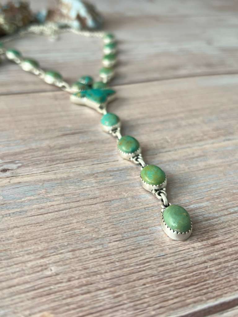 Handmade Sterling Silver Kingman Turquoise Necklace "Signed Nizhoni"