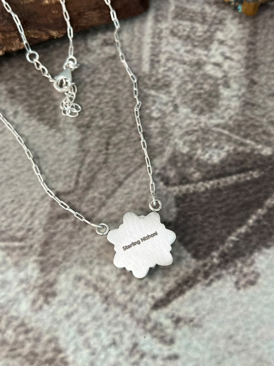 Handmade Sterling Silver Number 8 Turquoise Collection: Necklace Signed Nizhoni