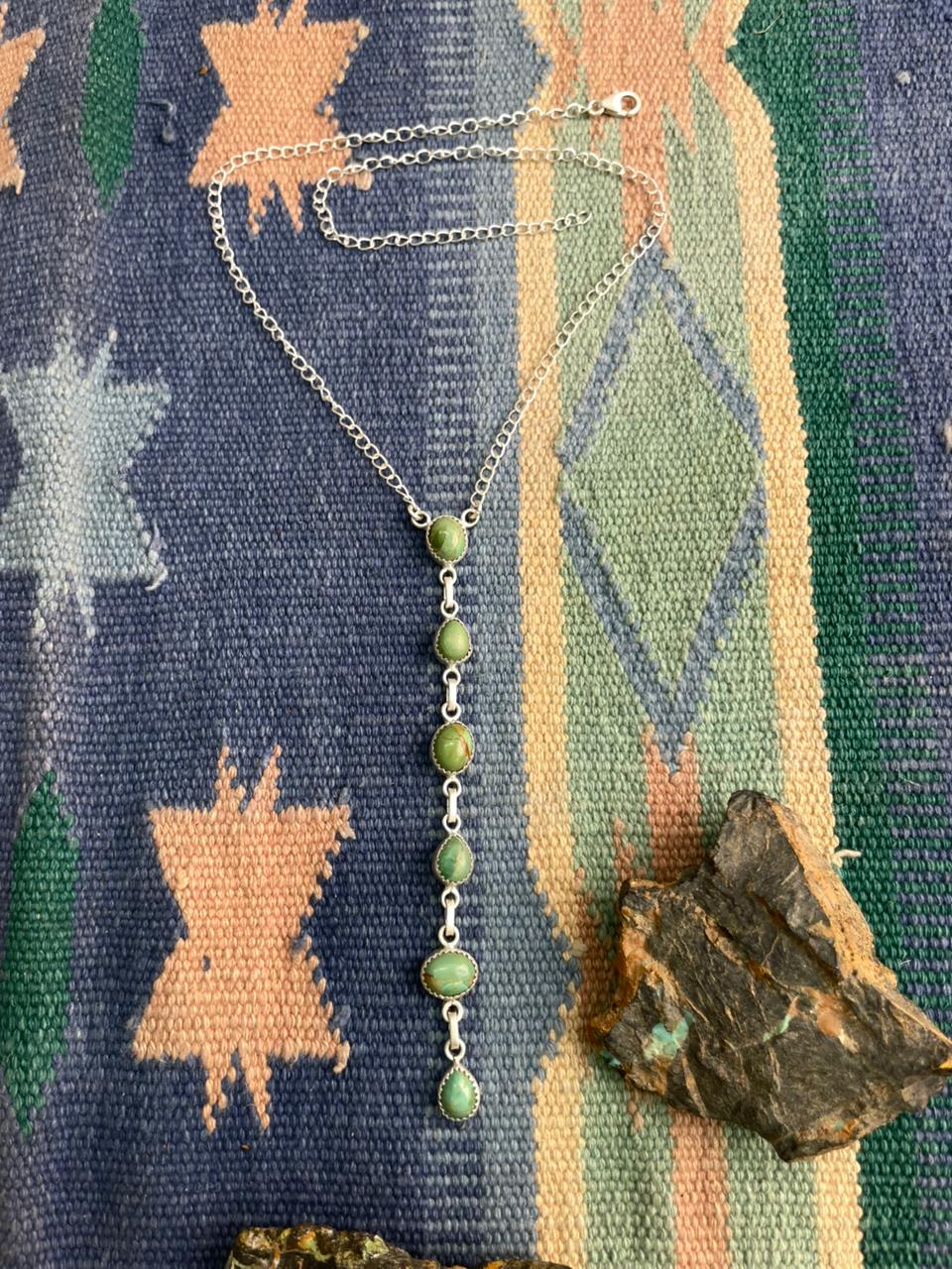 Handmade Sterling Silver Kingman Turquoise Necklace "Signed Nizhoni"