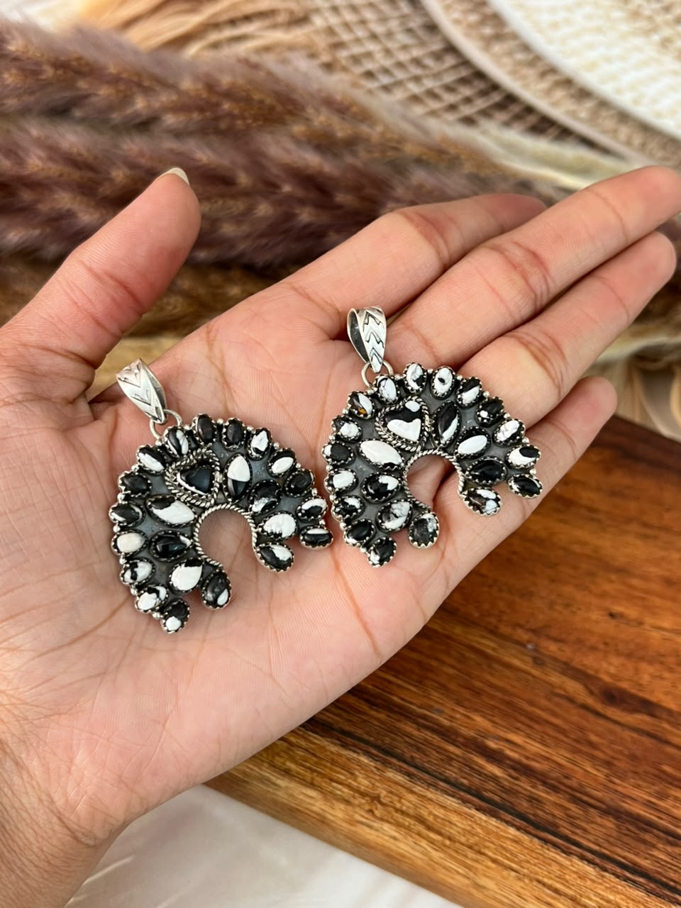 Handmade Sterling Silver White Buffalo Naja Pendant Signed Nizhoni
