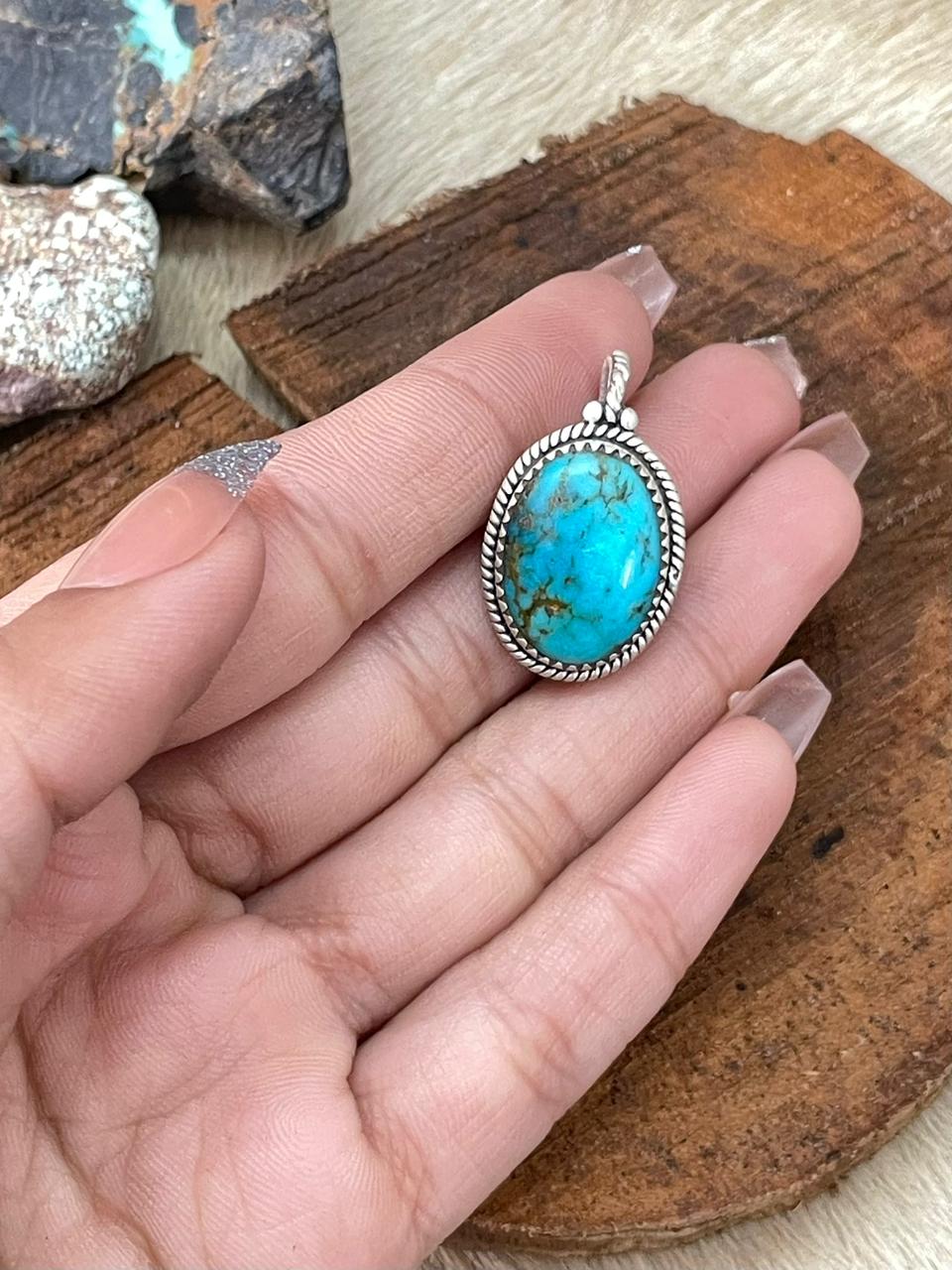 Handmade Sterling Silver Arizona Blue Turquoise Hat Pin "Signed Nizhoni"