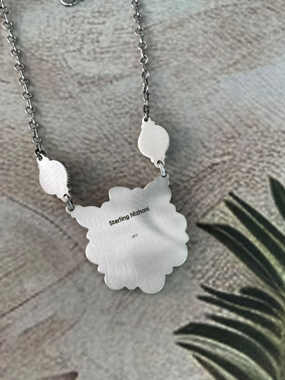 Handmade Sterling Silver Colina Verde Variscite Collection: Necklace Signed Nizhoni