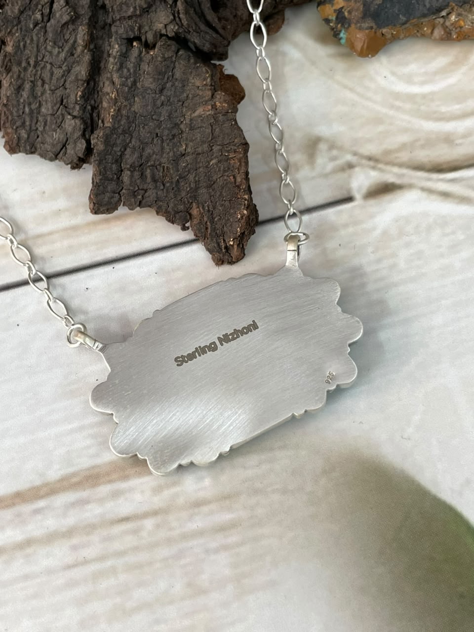 Handmade Sterling Silver Kingman Turquoise Necklace Signed Nizhoni