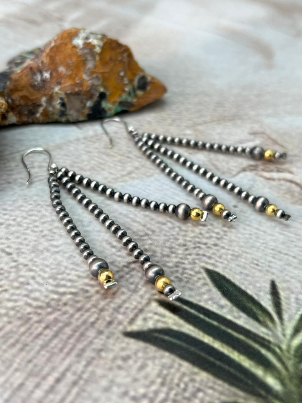 Handmade Sterling Silver Beaded Hook Dangle Earrings