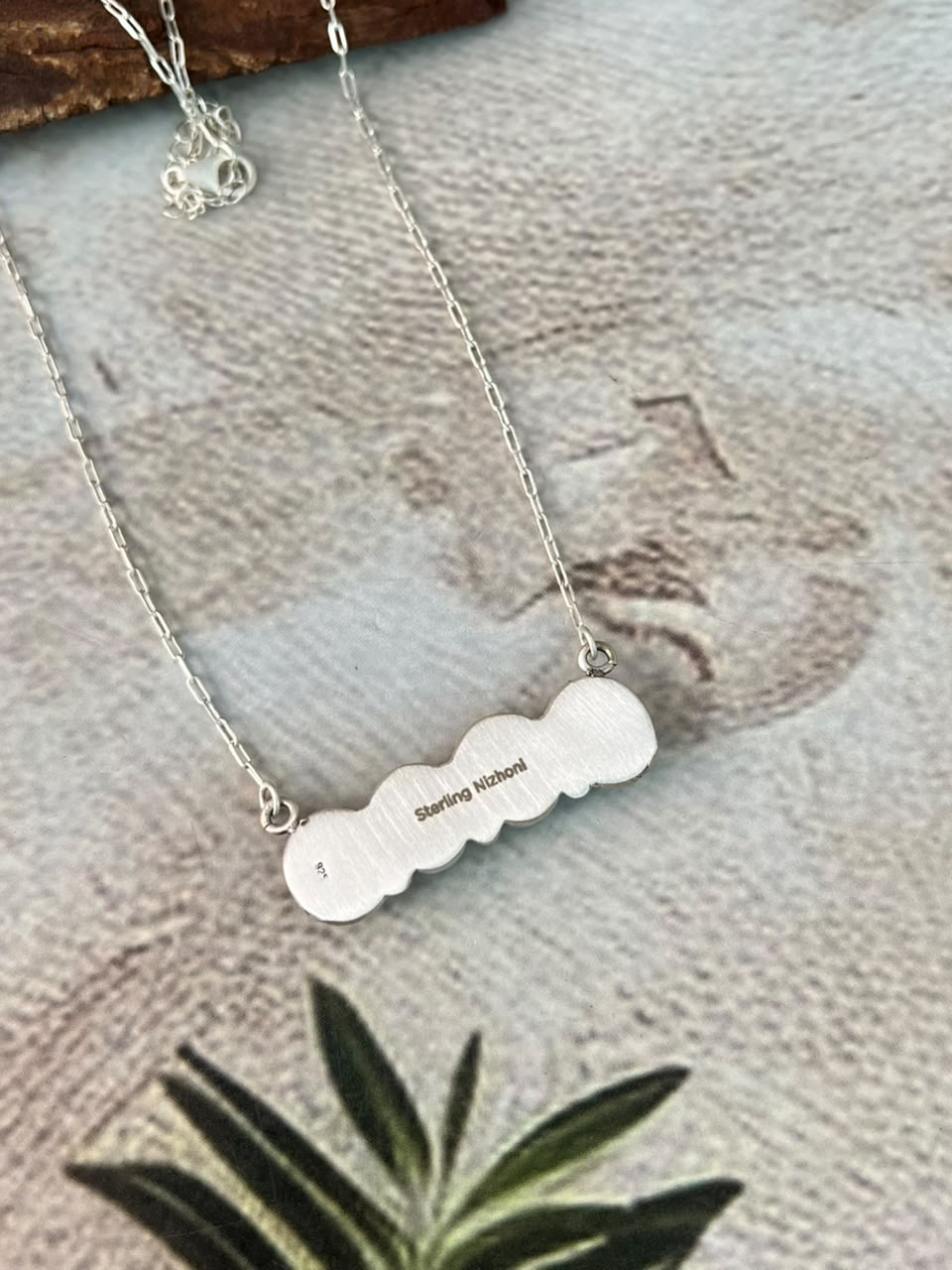 Handmade Sterling Silver Blue Kingman Turquoise Necklace Signed Nizhoni