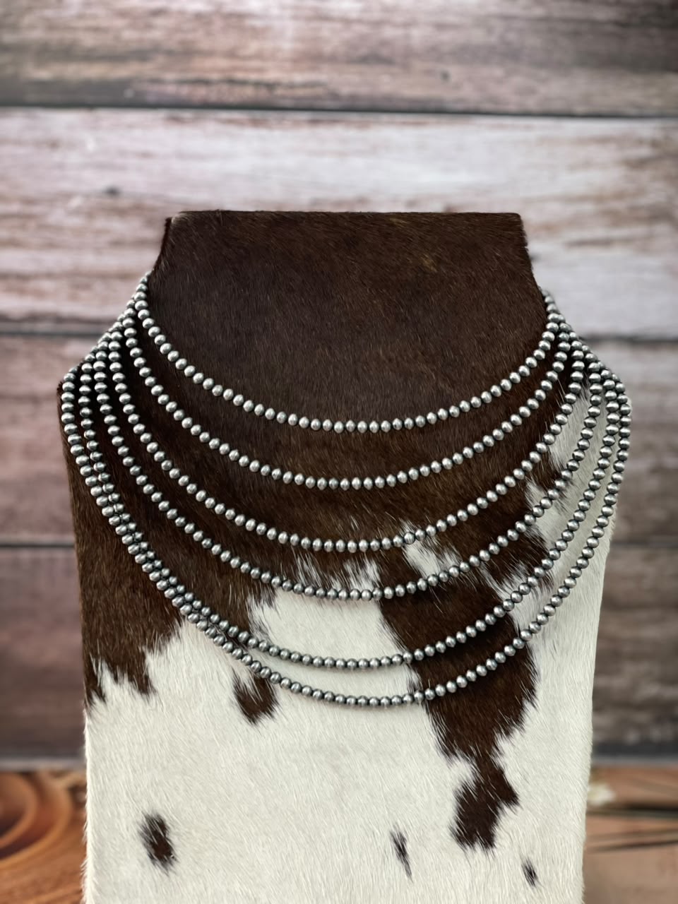 Handmade Nizhoni Silver Over Brass Plated 5MM Beaded Necklace (1)
