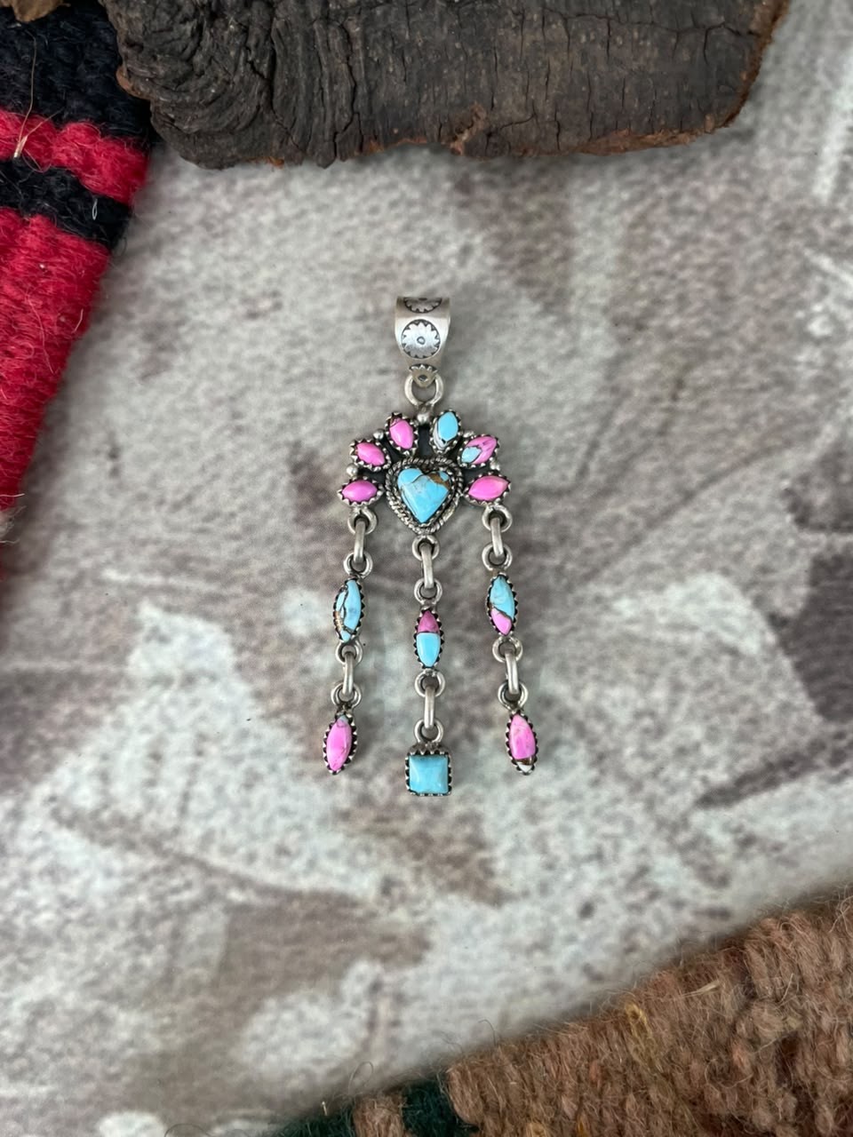 Handmade Sterling Silver Cotton Candy Pendant Signed Nizhoni