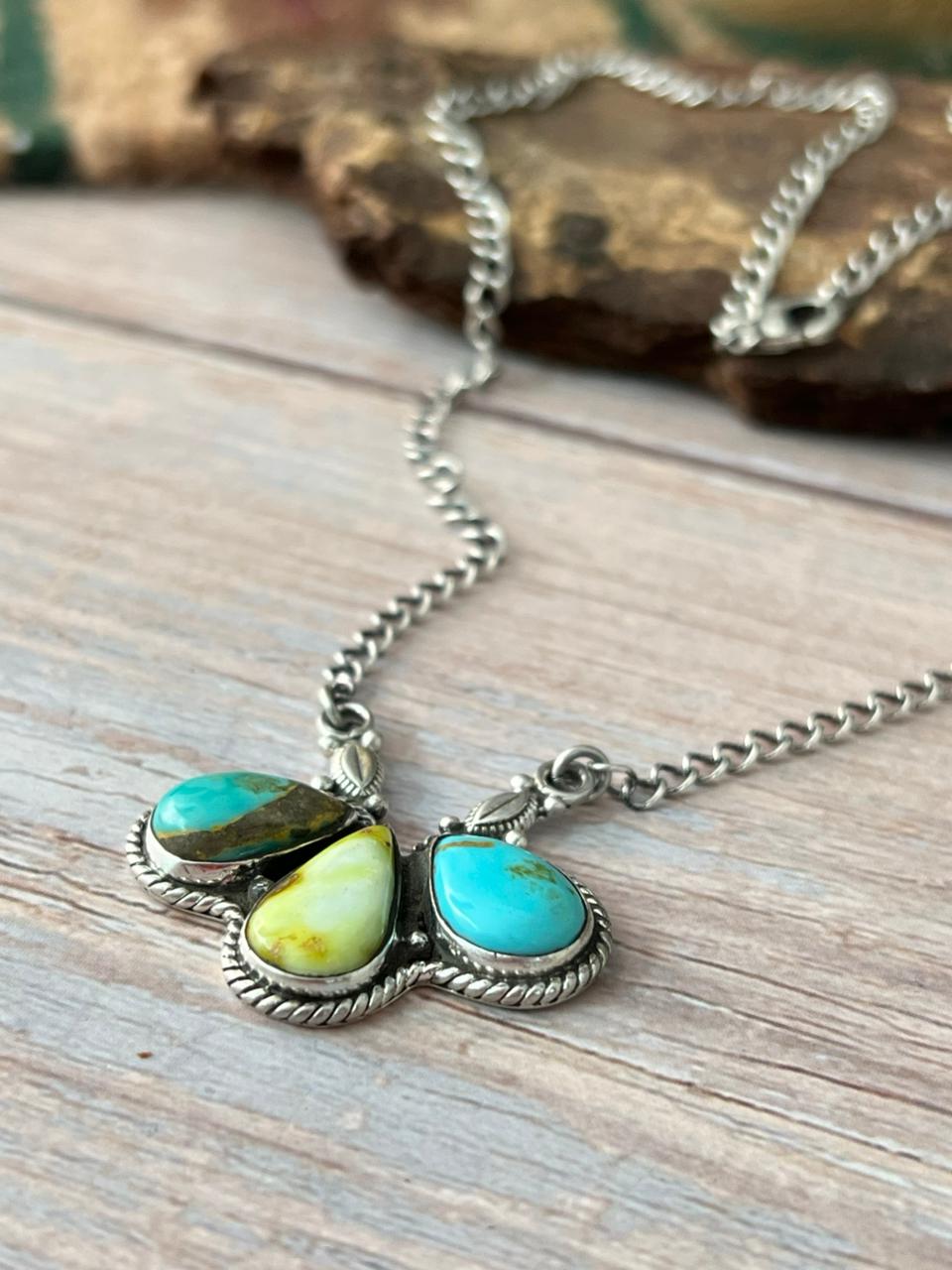 Handmade Sterling Silver Santa Maria with Palomino Necklace "Signed Nizhoni"
